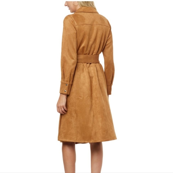 New! Everyday Jones Faux Suede Belted Duster Camel Brown 3X - Picture 3 of 14